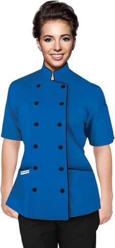 Short Sleeves Tailored Fit Chef Coat Jacket Uniform for Women for Food Service, Caterers, Bakers and Culinary Professional in Saudi Arabia