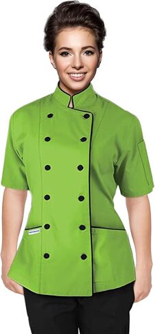 Short Sleeves Tailored Fit Chef Coat Jacket Uniform for Women for Food Service, Caterers, Bakers and Culinary Professional in Saudi Arabia
