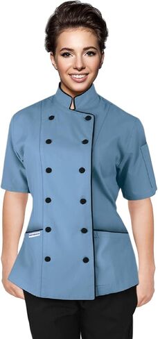 Short Sleeves Tailored Fit Chef Coat Jacket Uniform for Women for Food Service, Caterers, Bakers and Culinary Professional in Saudi Arabia