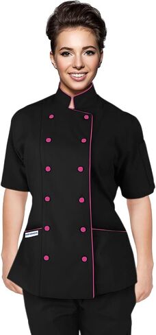 Short Sleeves Tailored Fit Chef Coat Jacket Uniform for Women for Food Service, Caterers, Bakers and Culinary Professional in Saudi Arabia