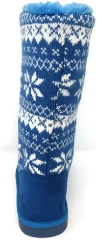 حذاء نسائي من الجلد السويدي متوسط ​​الساق بتصميم ندفة الثلج للشتاء الدافئ وأحذية طويلة للثلج in Kuwait