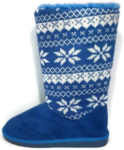 حذاء نسائي من الجلد السويدي متوسط ​​الساق بتصميم ندفة الثلج للشتاء الدافئ وأحذية طويلة للثلج in Kuwait