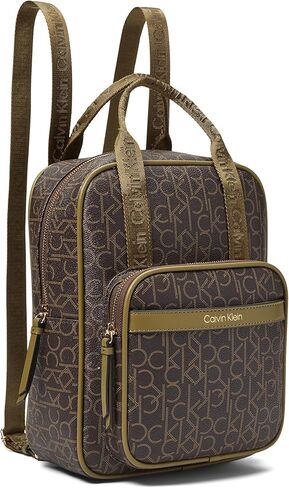 Calvin Klein Key Item Signature Backpack Brown/Khaki/Olive One Size in Saudi Arabia