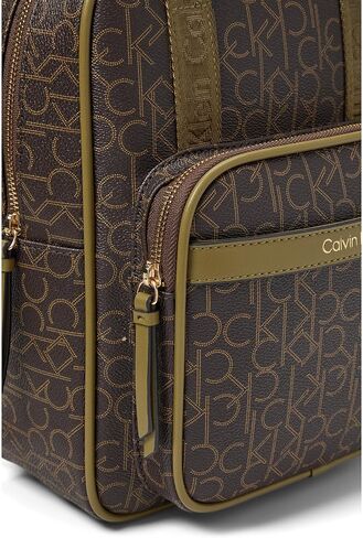 Calvin Klein Key Item Signature Backpack Brown/Khaki/Olive One Size in Saudi Arabia