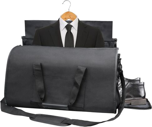 Kalawen Garment Bags for Travel, Superior Oxford Fabric Garment Duffle Bags for Travel Waterproof Men Women, 2 in 1 Hanging Dress Suitcase Suit Travel Bags Black in Saudi Arabia