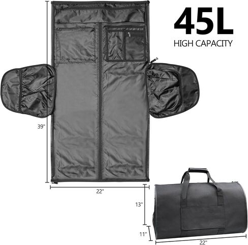 Kalawen Garment Bags for Travel, Superior Oxford Fabric Garment Duffle Bags for Travel Waterproof Men Women, 2 in 1 Hanging Dress Suitcase Suit Travel Bags Black in Saudi Arabia
