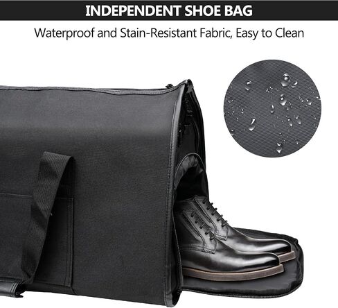 Kalawen Garment Bags for Travel, Superior Oxford Fabric Garment Duffle Bags for Travel Waterproof Men Women, 2 in 1 Hanging Dress Suitcase Suit Travel Bags Black in Saudi Arabia