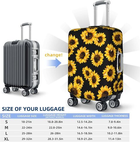 Travel Luggage Cover Autumn Sunflowers Wooden Luggage Suitcase Protector Baggage Fit 18-21 Inch in Saudi Arabia