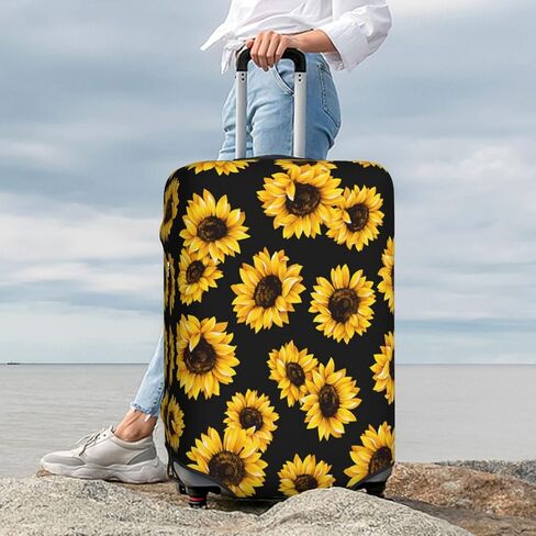 Travel Luggage Cover Autumn Sunflowers Wooden Luggage Suitcase Protector Baggage Fit 18-21 Inch in Saudi Arabia