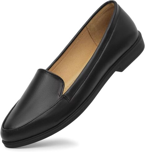 MUSSHOE Women's Loafer Slip-on Flats for Women Dressy Comfortable Loafers for Women Black Pu in Saudi Arabia