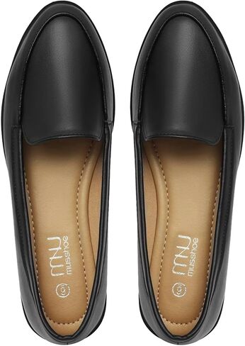 MUSSHOE Women's Loafer Slip-on Flats for Women Dressy Comfortable Loafers for Women Black Pu in Saudi Arabia