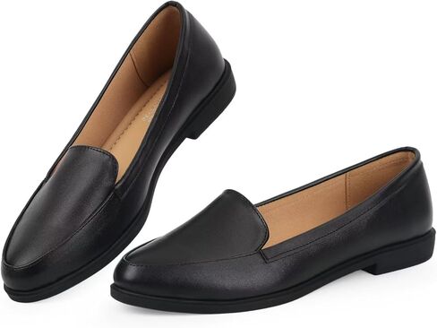 MUSSHOE Women's Loafer Slip-on Flats for Women Dressy Comfortable Loafers for Women Black Pu in Saudi Arabia