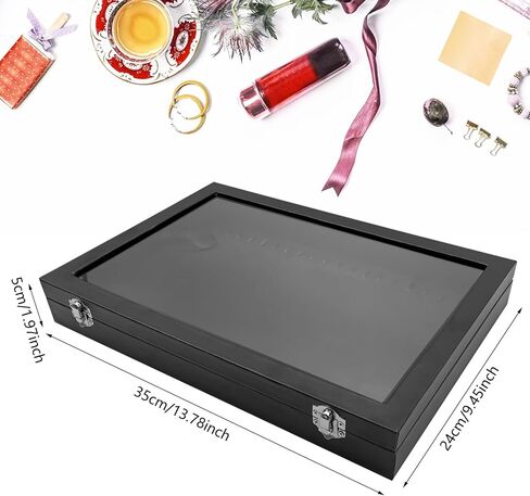LYFJXX Jewelry Trays, Necklace Tray Velvet Neckalce Organizer with Clear Lid, 20 Hooks Necklace Holder Box Jewelry Organizer for Show in Kuwait