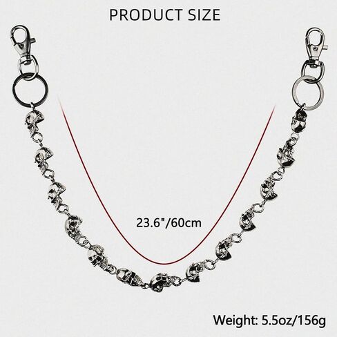ARZASGO Unisex Punk Chains for Pants, Heavy Duty Belt Chains Hip Hop Trousers Jeans Chain with Lobster Clasps for Wallet Keys in Kuwait