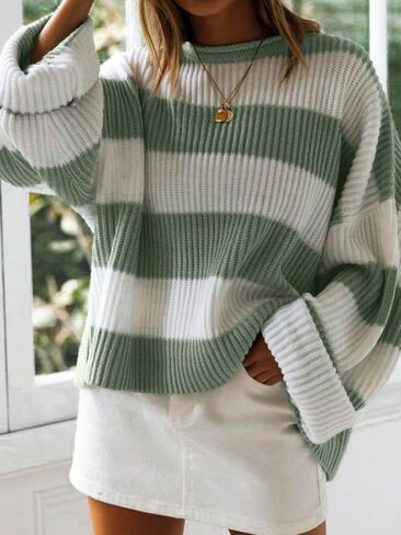 SOLY HUX Women's Color Block Sweater Long Sleeve Drop Shoulder Loose Pullover Tops in Saudi Arabia