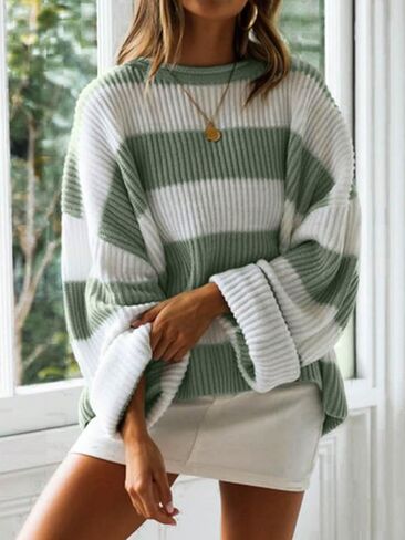 SOLY HUX Women's Color Block Sweater Long Sleeve Drop Shoulder Loose Pullover Tops in Saudi Arabia