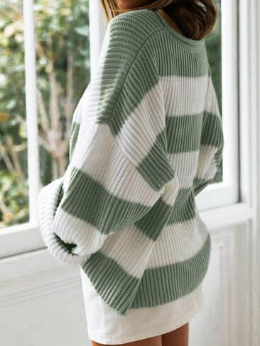 SOLY HUX Women's Color Block Sweater Long Sleeve Drop Shoulder Loose Pullover Tops in Saudi Arabia