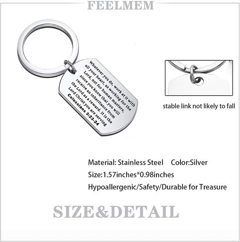 FEELMEM Christian Jewelry Colossians 3:23 Bible Verse Keychain Inspirational Gift in Saudi Arabia