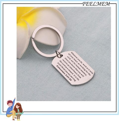 FEELMEM Christian Jewelry Colossians 3:23 Bible Verse Keychain Inspirational Gift in Saudi Arabia