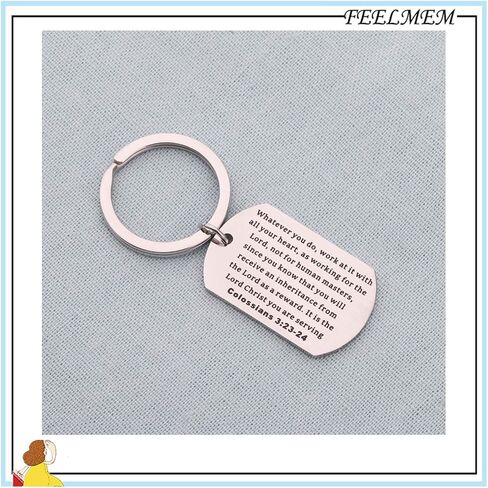 FEELMEM Christian Jewelry Colossians 3:23 Bible Verse Keychain Inspirational Gift in Saudi Arabia