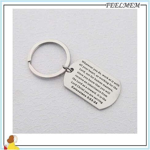 FEELMEM Christian Jewelry Colossians 3:23 Bible Verse Keychain Inspirational Gift in Saudi Arabia