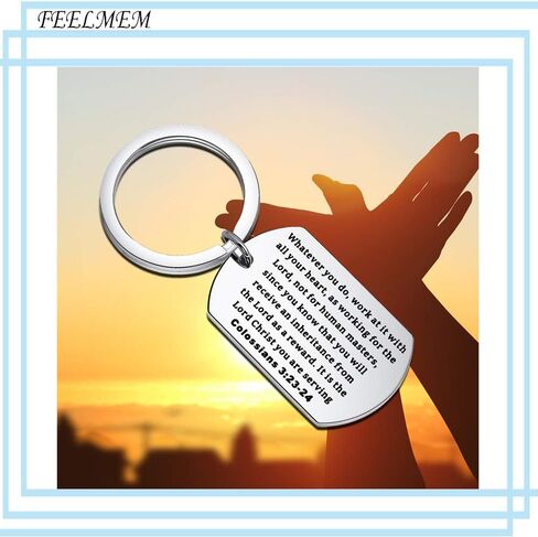 FEELMEM Christian Jewelry Colossians 3:23 Bible Verse Keychain Inspirational Gift in Saudi Arabia