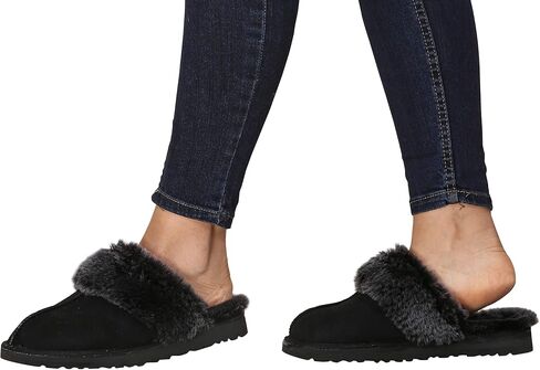 Women's Sheepskin Slippers Indoor Outdoor House Leather Shearling Fur Slippers in Saudi Arabia