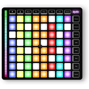 MIDI Pad Beat Maker Machine with 64 Velocity Sensitive RGB Pads, Portable MIDI Controller 8 * 8 Backlit Beating Machine with Easy Mode for Music Production Beginners, TempoPAD Z-1