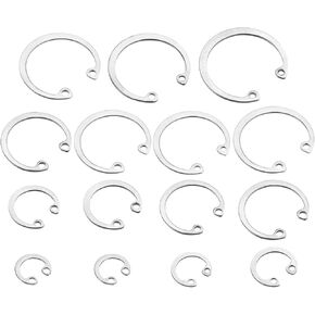 uxcell 200Pcs Internal Retaining Ring Circlip Assortment Set, 304 Stainless Steel 15 Sizes M8 M10 M12 M14 M16 M18 M20 M22 M24 M26 M28 M30 M32 M34 M36
