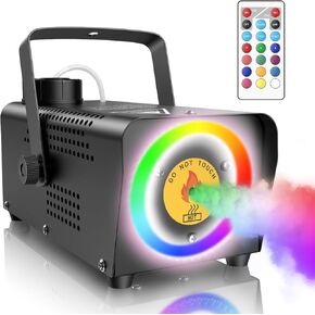Fansteck Smoke Machine, Fog Machine with 45 LED Lights, 500W and 2000CFM Fog with Wireless Remote Control Portable for Outdoor, Parties, Stage Effect, Indoor, Disco, Halloween,Wedding, RGB lighting