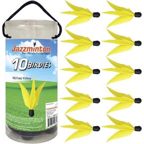 Shuttlecock or Birdies Yellow 10 Pack for Fast Play with Jazzminton Wooden Paddles - Fun Paddle Game for Indoor or Outdoor Play