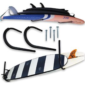 Ho Stevie! Ceiling/Wall Racks for Surfboards and SUP Boards - Holds Up to 3 Boards - Heavy Duty - Free Up Your Floor Space - Easy Installation (Hardware Included) - Won't Rust/Corrode