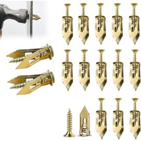 100PC Self-Drilling Drywall Anchors with Screws Zinc Plated Steel Hollow Wall Anchors and Screws, No Drill Or Holes in Wall for Fixing TV, Shelf, Cabinet, Curtains, Calligraphy in Saudi Arabia