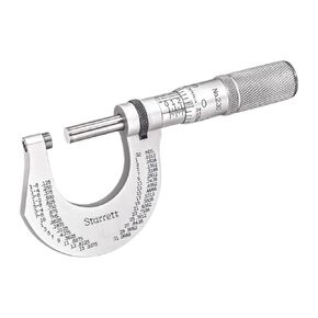 Starrett Outside Micrometer with One-Piece Spindle, Advanced Sleeve Design and Tapered Frame - Quick and Easy Adjustment, 0-1" Range, 0001" Graduations - T230XFL