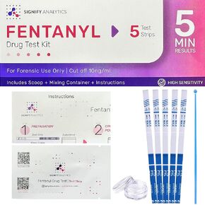Fentanyl Test Kit | includes 5 Fentanyl Test Strips | Signify Analytics Ultra-Sensitive Fentanyl Test Strips for Drug Testing | Fentanyl Testing Strips for Pills, Powders, and Liquids