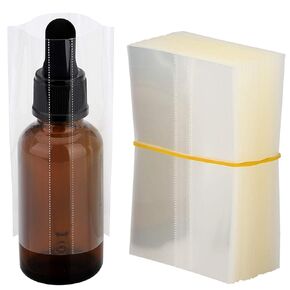 MORIDA 300 pcs Shrink Wrap Bands Perforated Heat Shrink Wrap Sealer for 1oz 30ml Glass Bottle Clear PVC Heat Sealer
