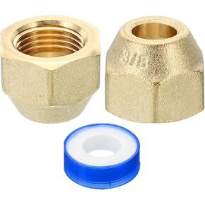 PATIKIL 3/8 "النحاس مضيئة الجوز، 2PCS SAE 45 درجة النحاس مضيئة أنبوب تركيب الأنابيب النحاسية المناسب لمكيف الهواء أنابيب النحاس تمديد خط الغاز المياه، ماتي