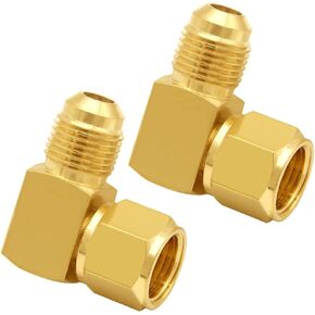 Joywayus Brass 3/8" Flare Swivel Female x 3/8" Flare Male Tube Fitting 90° Elbow Coupling Gas Adapter Union Pipe Connector (Pack of 2)
