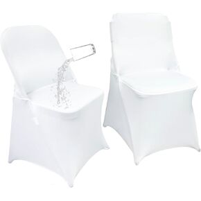 40PCS Stretch Spandex Folding Waterproof Chair Covers,Universal Fitted Chair Cover Protector for Wedding Party Banquet Holidays Celebration Decoration(White)