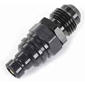 Quick Release Adapter, 3000 Series, Straight, 6 AN Male to Quick Release Plug, Valved, FKM Seal, Aluminum, Black Anodized, Each