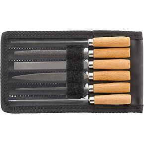 Stahlwille 72230001 Warding Files, 6 Pieces Set, 1 File each, Hand, Flat, Half round, Three Square, Square, and Round, for Sharpening and Filing Needs, Hardened Alloy Steel, Made in Germany