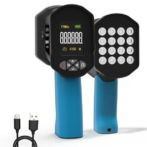LED Handheld Stroboscope, 60-100000RPM Non-Contact Digital Stroboscope with 16 LED Adjustable Lamp Beads, LCD Display, USB Charging, LED Flash Tachometer for Fan, HVAC Motor Engine, Tire, Speed Test