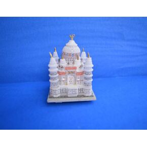 Marble Taj Mahal Replica Model India Agra 2"inch | Monuments Tajmahal Souvenir Collection For Handmade Home Decor Gift Decoration Handcrafted Miniature Architecture Love Symbol With Painting Work