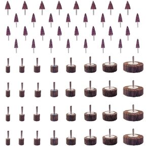 64 Pack 1/4" Abrasive Flap Wheel Sander Set, 40 60 80 120 Grit Aluminum Oxide Flap Wheels Cylindrical Shape Sanding Wheel, Shank Mounted Cone Flap Sanding Wheel, for Removing Rust and Polishing