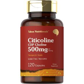 Citicoline 500mg | 120 Capsules | CDP Choline Supplements | Therapeutic Grade | Gluten Free, Non-GMO