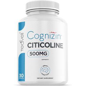 Cognizin Citicoline- 500mg CDP Choline Supplement- Clinically Studied Brain Supplement to Support Clarity, Concentration and Memory – Most Bioavailable Form of Choline Supplements - 30 Servings
