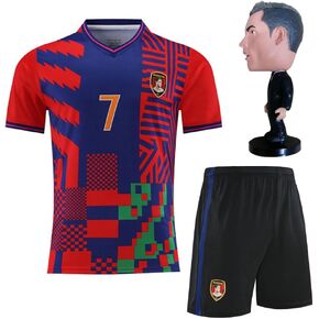 Kids Soccer Jersey for Boys Girls Youth Uniform with Doll Football Shirt Birthday Gift Set