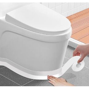 ABSOFINE Caulk Tape Waterproof Self Adhesive, White Toilet Caulk Sealant Tape, Shower Seal Strip for Kitchen, Countertop, Bathroom, Sink, Bathtub Toilet Edge Protector with Sealing Tool (1.97"x16.4Ft)