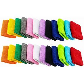 Ogrmar 12 Pairs Cotton Sweat Sports Sweatband Basketball Wristband (12 Pairs)