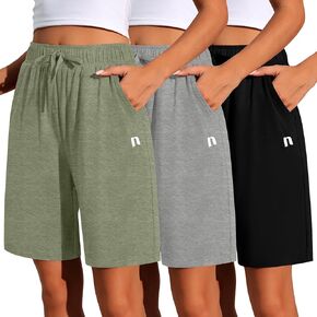 Neer 3 Pack Women's Shorts Quick Dry Shorts Women Drawstring High Waisted Shorts Womens Bermuda Athletic Shorts with Pockets